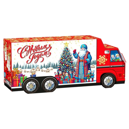 Подарок с конфетами «Малый Морозмобиль» 300г Премиум